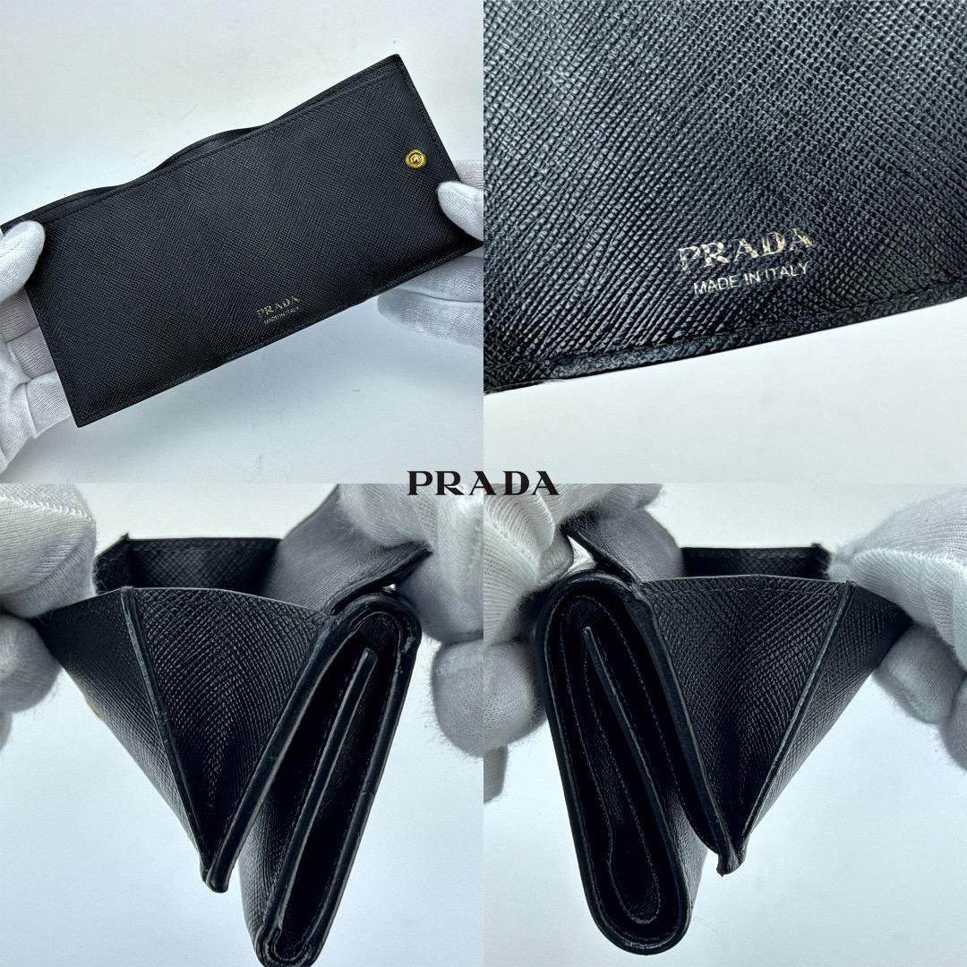 正規品　美品　PRADA　プラダ　サフィアーノ　三角ロゴ　三つ折り　財布