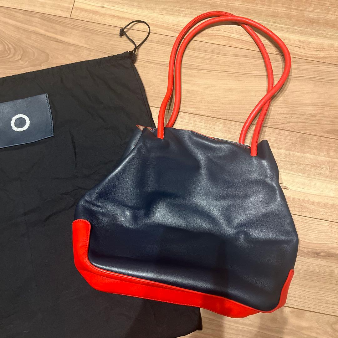 BEARDSLEY EL TODO トートバッグ ネイビー×レッドレザー