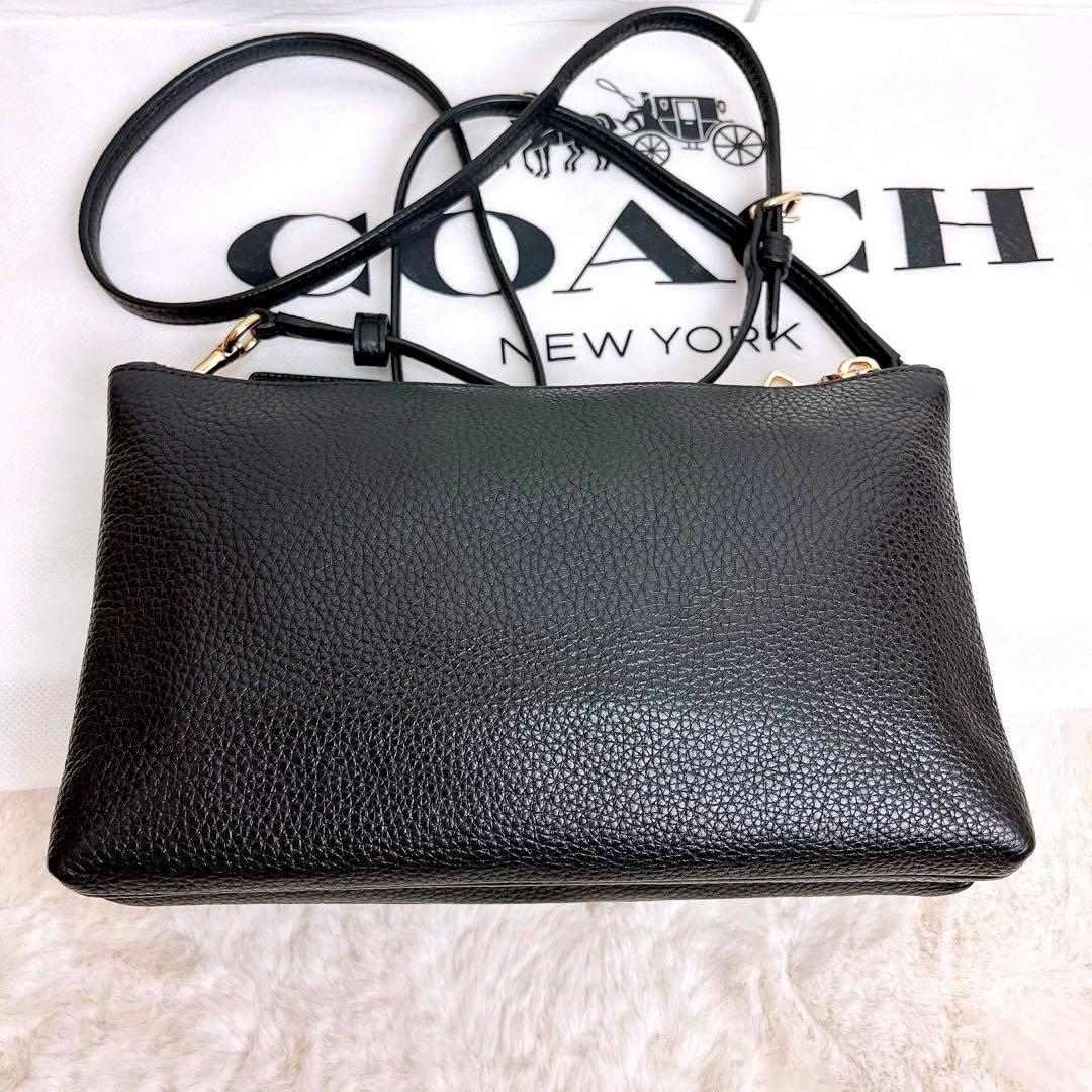 極美品☆COACHコーチ 2wayショルダーバッグ ブラック レザー シボ革 極美品☆COACHコーチ 2wayショルダーバッグ ブラック レザー シボ革