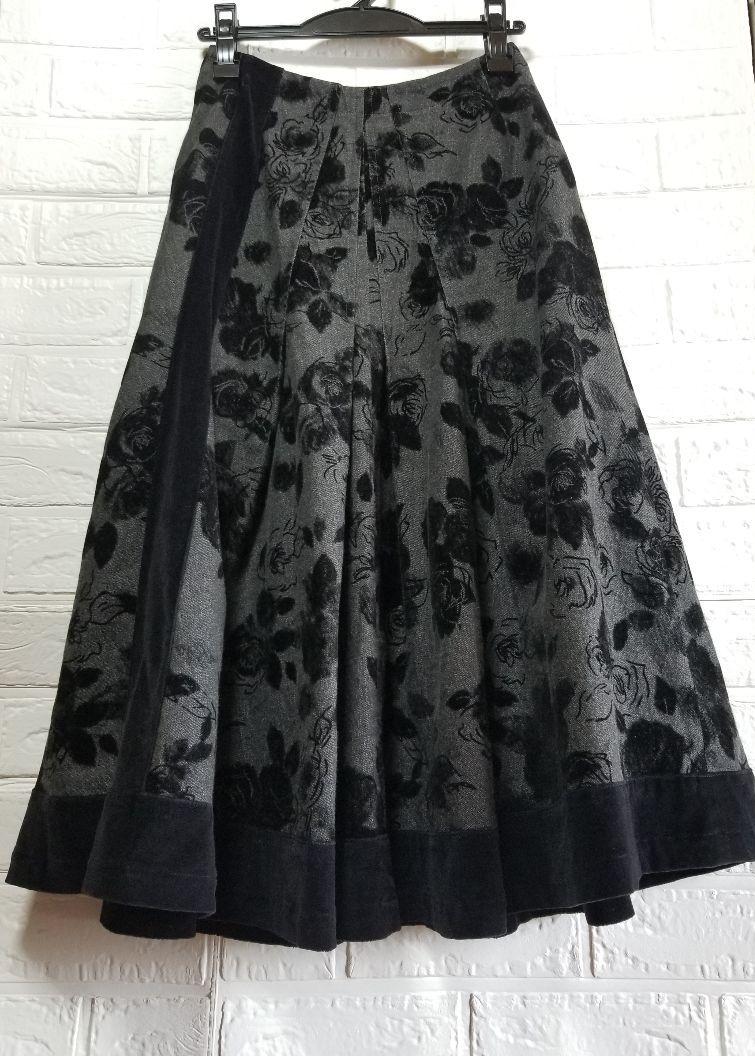 お得最新品⓷ 美品 フロック加工スカート デニムスカート YcQ52-m80952402122 INTERLINEAIRE 国産新作