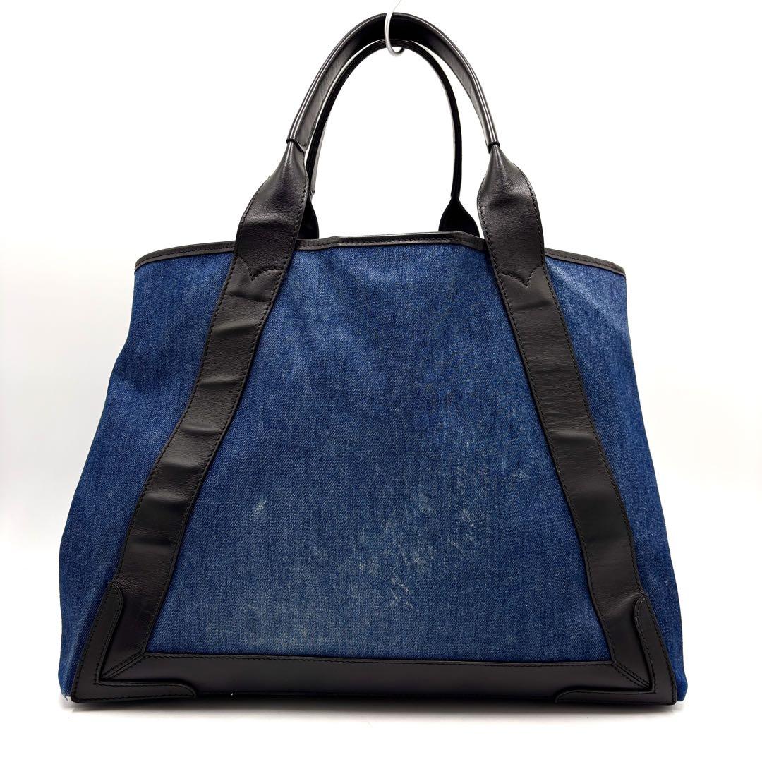 【待望★】 美品・正規品】バレンシアガ ネイビーカバス デニム ポーチ付 バッグ