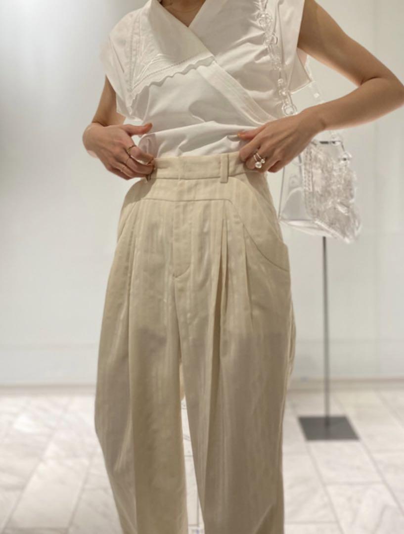トップス cotton jersey asymmetrical collar top