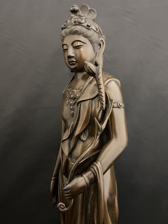 高村光雲 聖観音 菩薩 銅 仏像 彫刻 置物 箱付 風水 開運 骨董