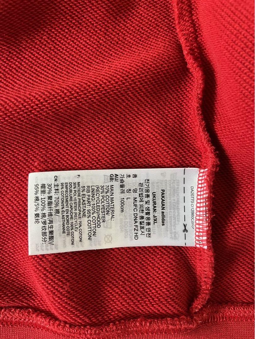 かっこいい！〉adidas マンチェスターユナイテッド 赤色 パーカー