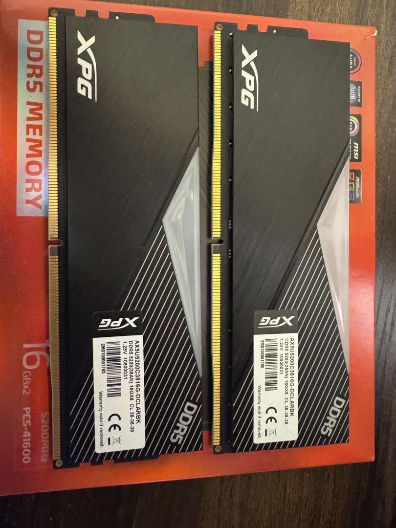 メモリー XPG DDR5-41600 5200mhz LED 32GB