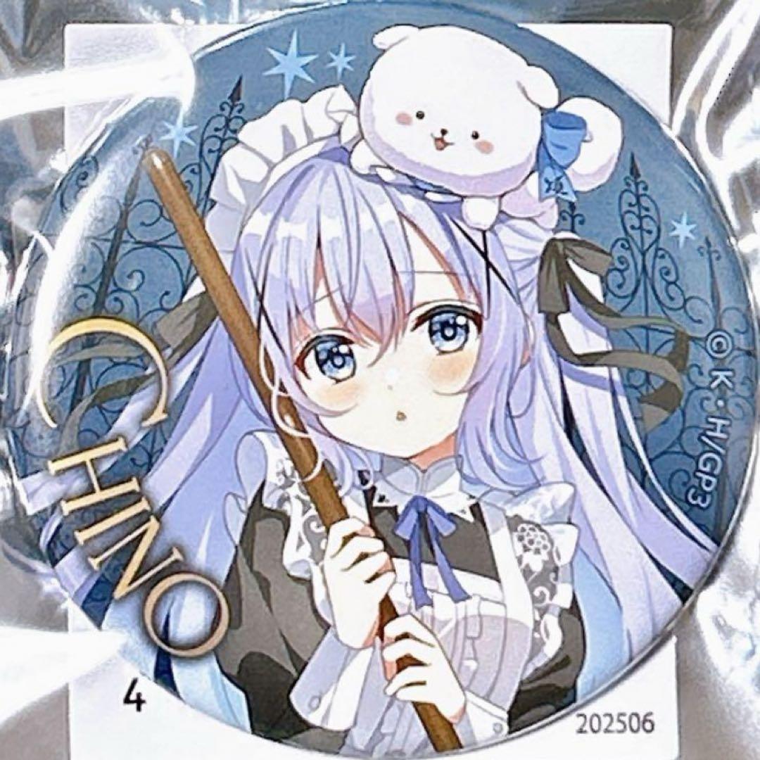 ごちうさ チノ メガネ柄 スクエア缶バッジ アニメ10周年コンテンツ -「ご注文はうさぎですか？」シリーズ