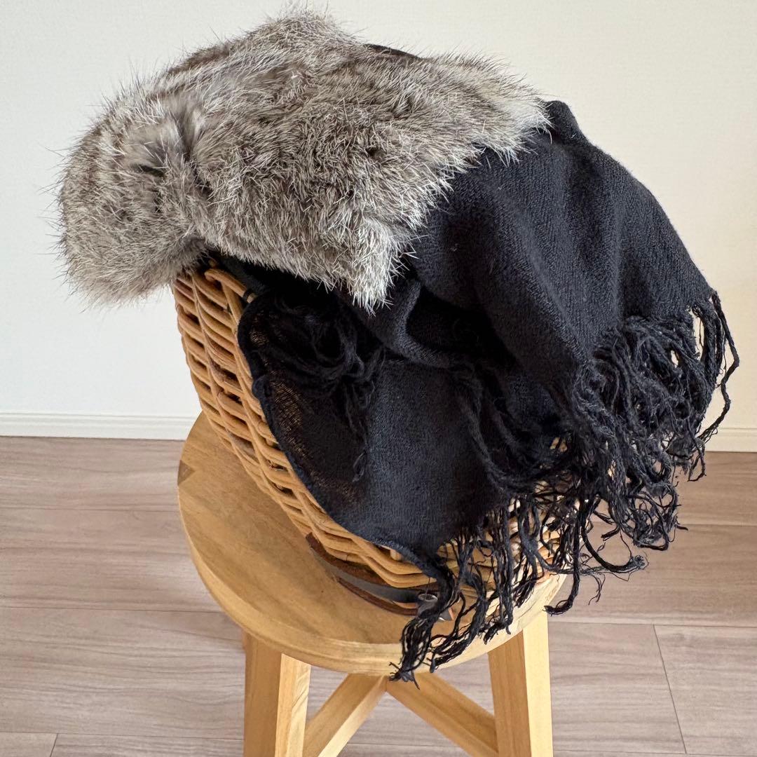 エバゴス ebagos ファー付き 籐とレザーのカゴバック - メルカリ