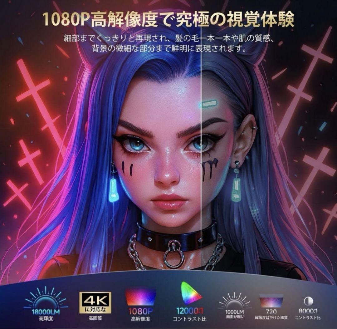 プロジェクター 家庭用 Android TV搭載 270°回転18000LM