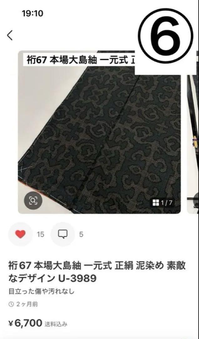 裄66 紬 織絵しぼり 可愛いデザイン 証紙あり 正絹 広衿 着物 U