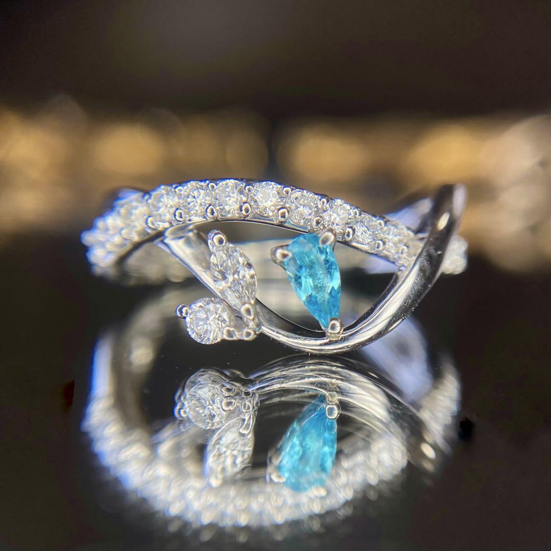 天然 パライバトルマリン ダイヤモンド 計0.45ct 中宝研ブラジル￼産地証明
