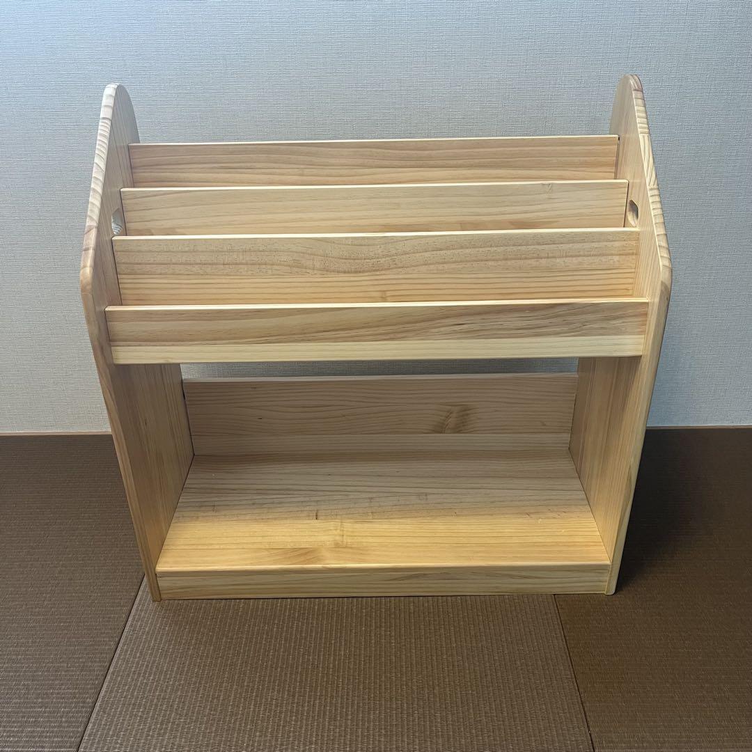 幅70cm ママが考えた絵本ラック 完成品 3段 絵本棚 モンテッソーリ棚