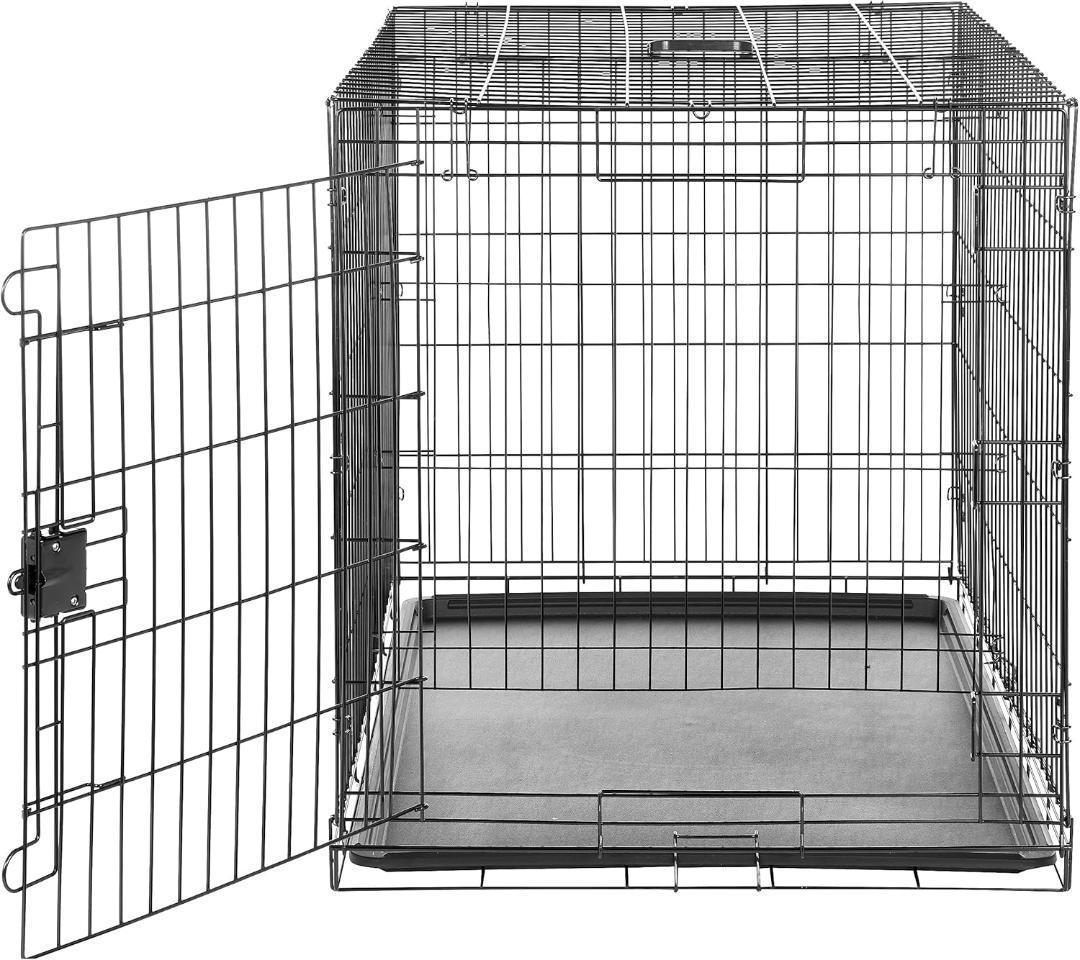 Amazonベーシック 犬ペットケージ トレー付 シングルドア 大型犬 ブラック
