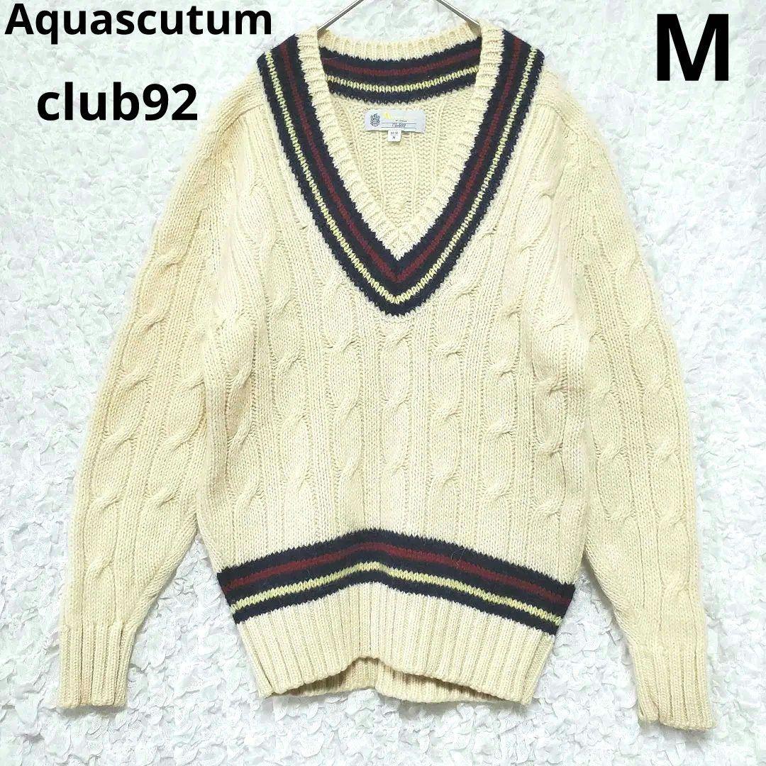 Aquascutum club92 80年代 Vネックセーター ウール100% - メルカリ