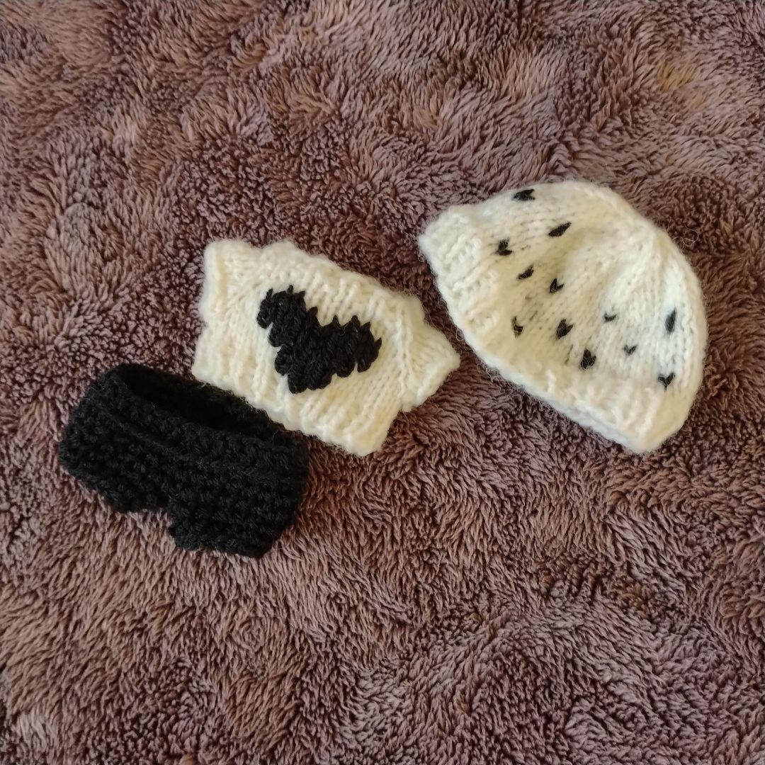 【かん】メンバーカラーハート刺繍セーター+ネコ耳帽子