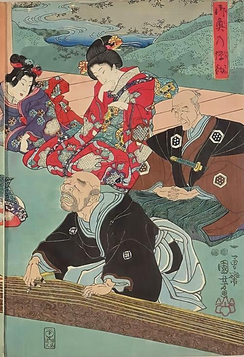 歌川国芳 御奥の弾初 大サイズ 印刷 ポスター 浮世絵 狆 複製