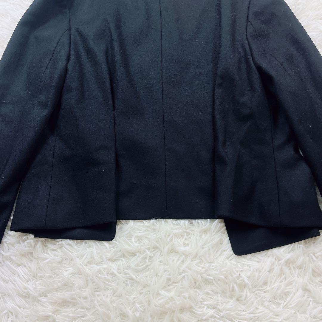 極美品✨ヨーコチャン ノーカラー ジャケット タック ウール ブラック 黒 毛