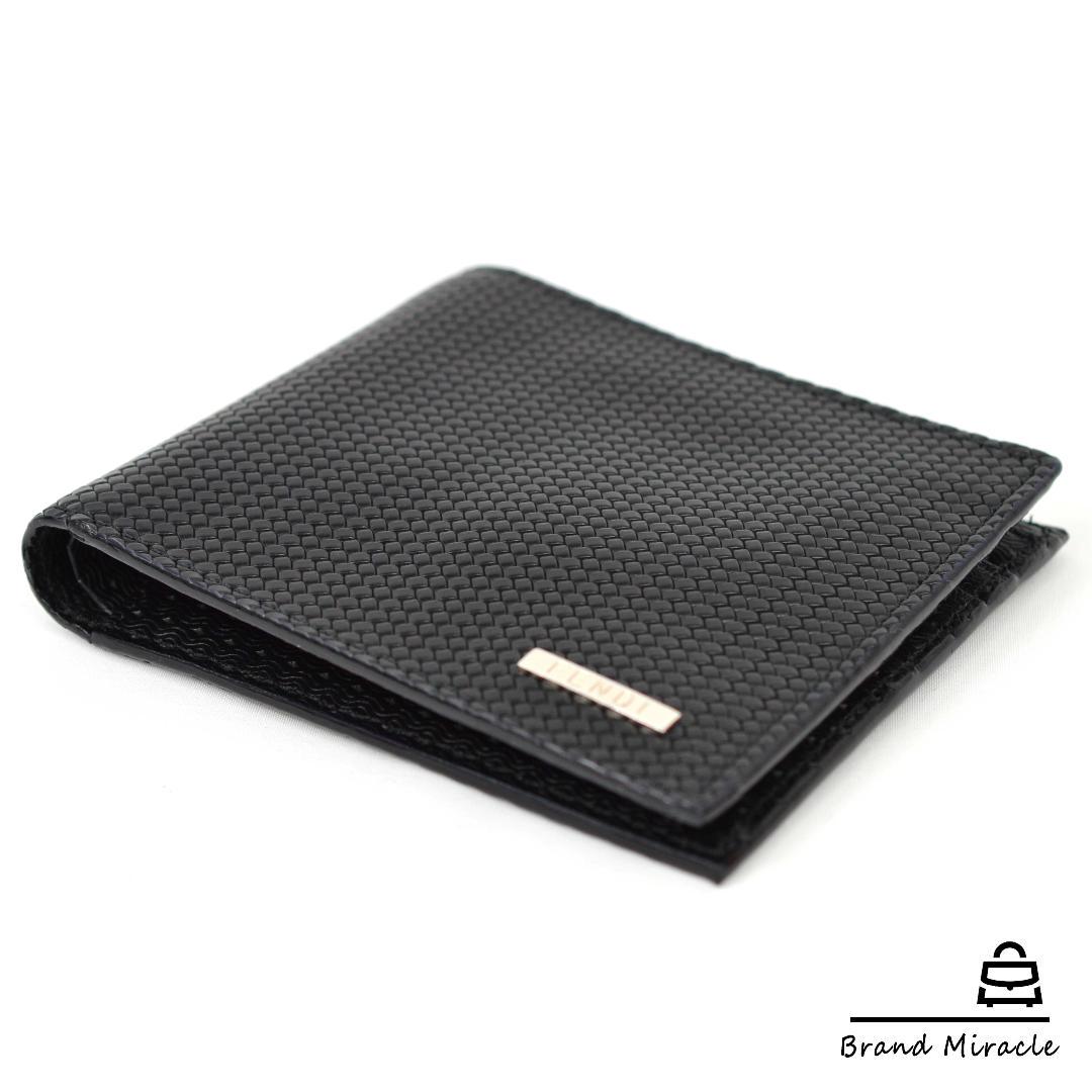 【名入れ無料】 未使用品】フェンディ FENDI 二つ折り 財布 ブラック 型押しレザー 小物