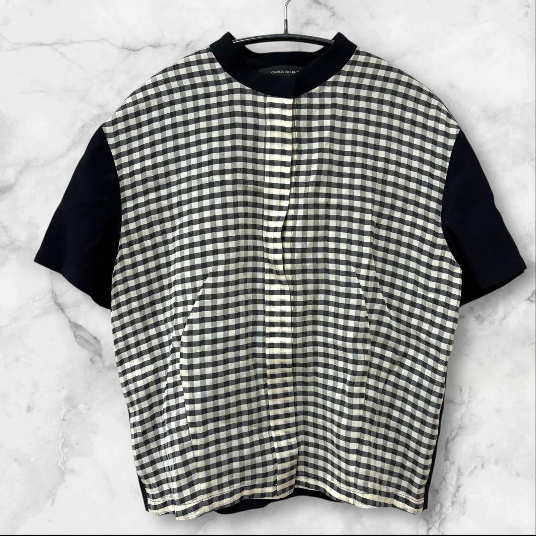 【セドリックシャルリエ】半袖チェックシャツ　ブラウス　Tシャツ