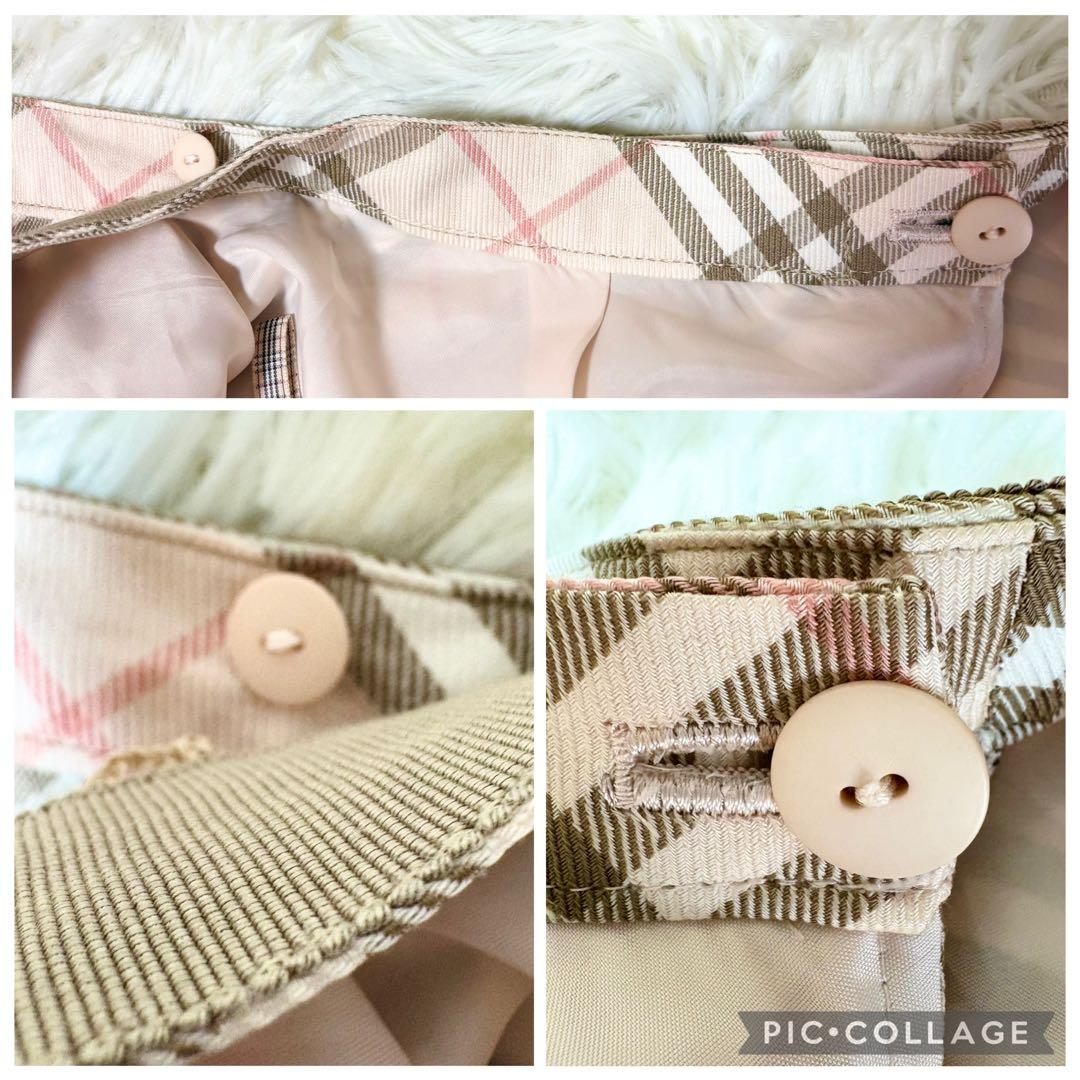 バーバリーブルーレーベル リボン ノバチェック フレア巻きスカート ピンク バーバリーブルーレーベル リボン ノバチェック フレア巻きスカート ピンク