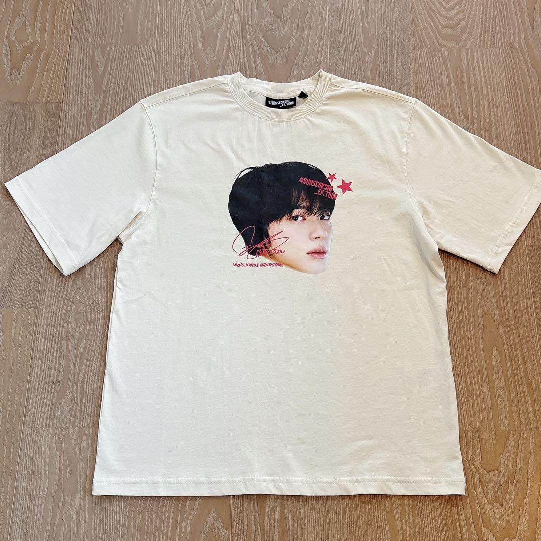 BTS JIN ジン RUNSEOKJIN 顔Tシャツ ベージュ Sサイズ - メルカリ