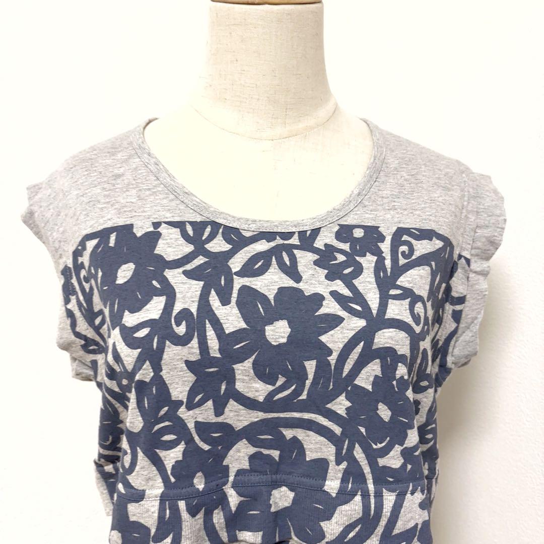 アディダス ステラマッカートニー　 Tシャツ　花柄　グレー　ノースリーブ　XL