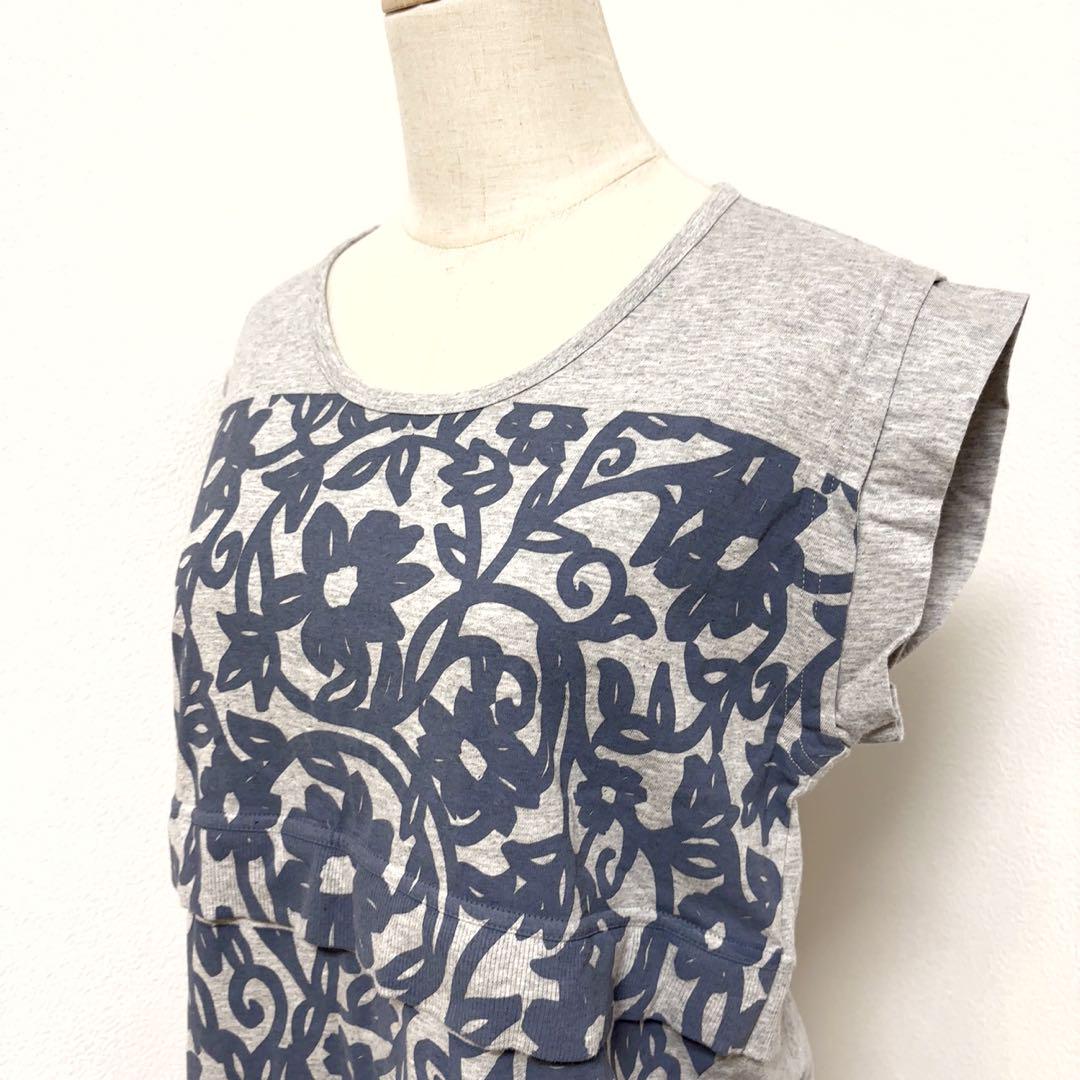 アディダス ステラマッカートニー　 Tシャツ　花柄　グレー　ノースリーブ　XL