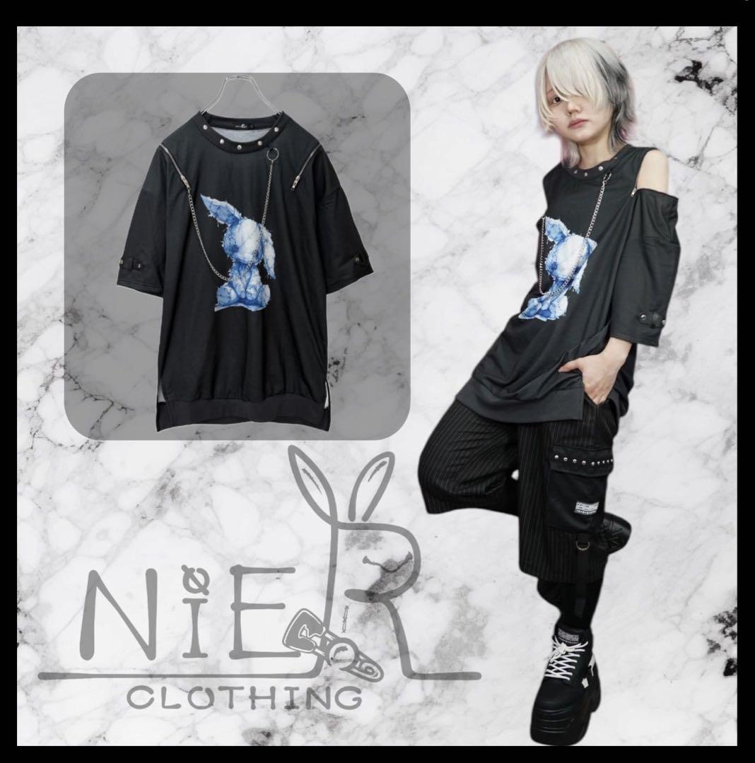 NieR clothing うさぎ チェーン付きトップス Tシャツ