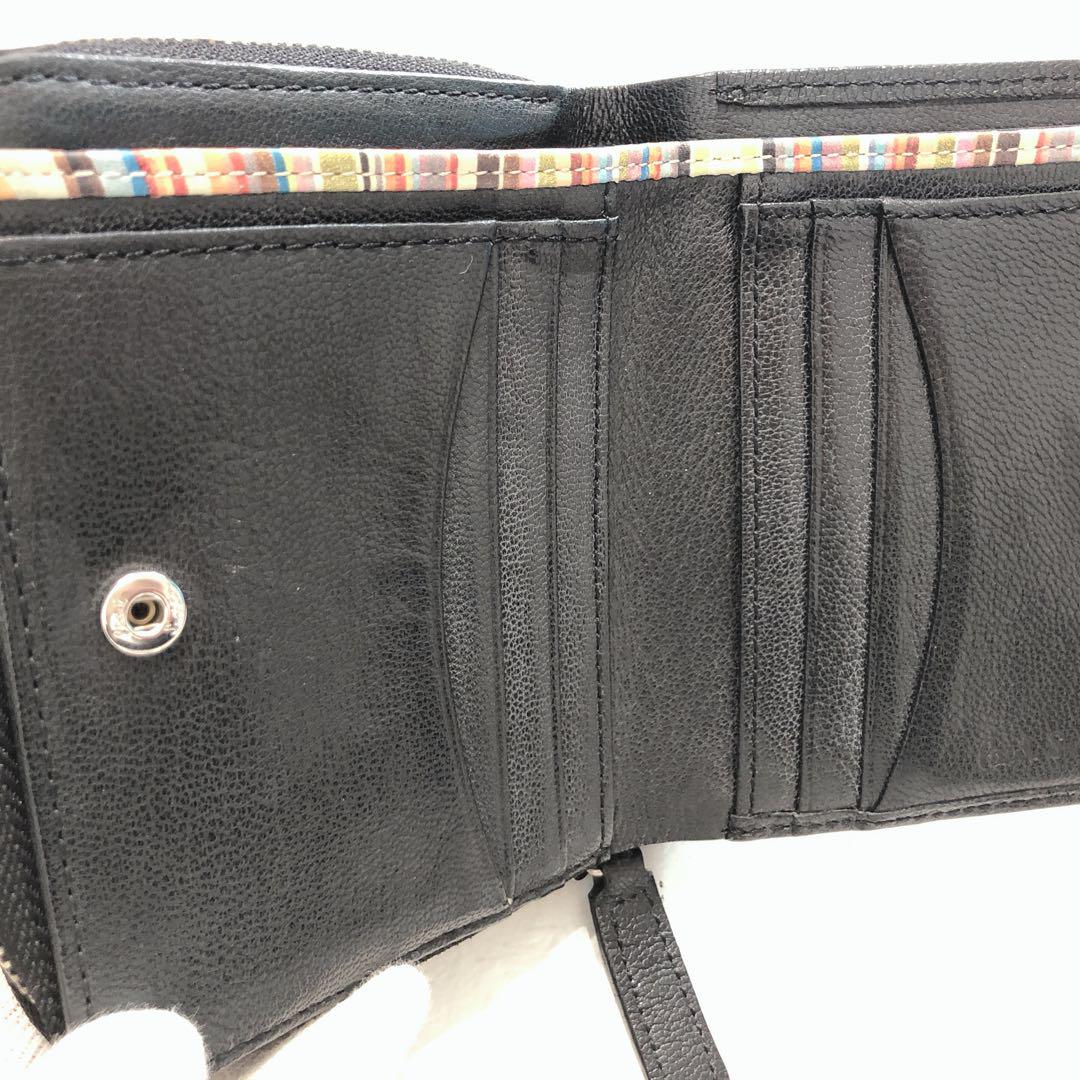 ☆美品☆ Paul Smith 二つ折り財布 ブラック レザー ステッチ