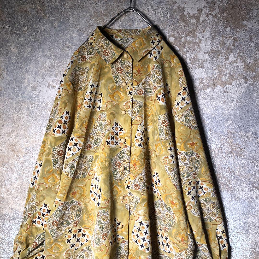 1704円 【SALE/59%OFF】 80s 90s シルク100% レトロ 総柄 スカーフ柄 長袖 シャツ ブラウス 1704円 【SALE/59%OFF】 80s 90s シルク100% レトロ 総柄 スカーフ柄 長袖 シャツ ブラウス