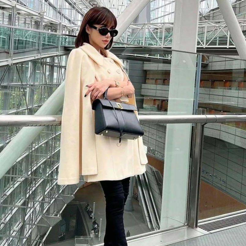 美品　eimy istoire フェイクファーカラーマントコート （WHITE）