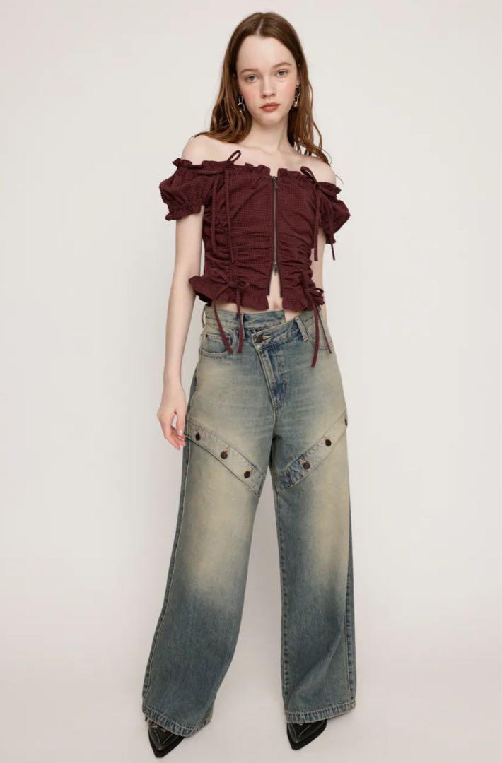 SLY FRONTZIP 2WAY TOPS D/RED スライ