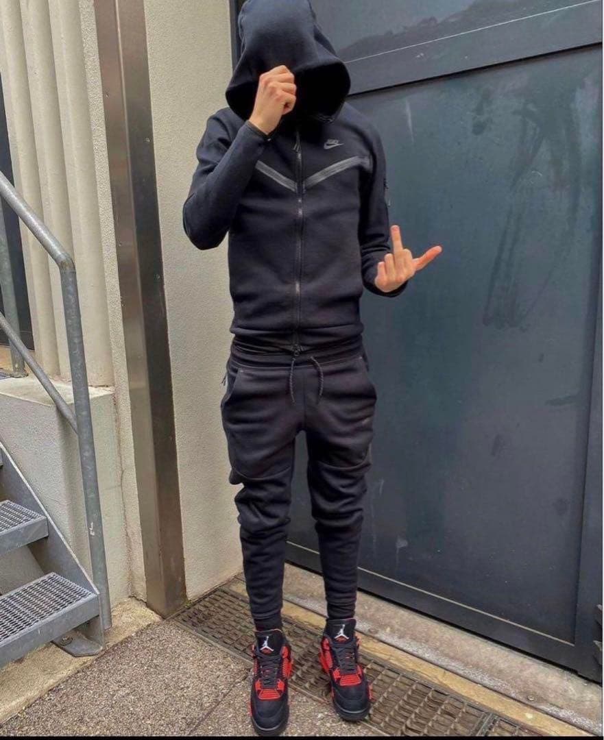 ナイキテックフリース セットアップ 上下 ブラック パーカーM パンツS