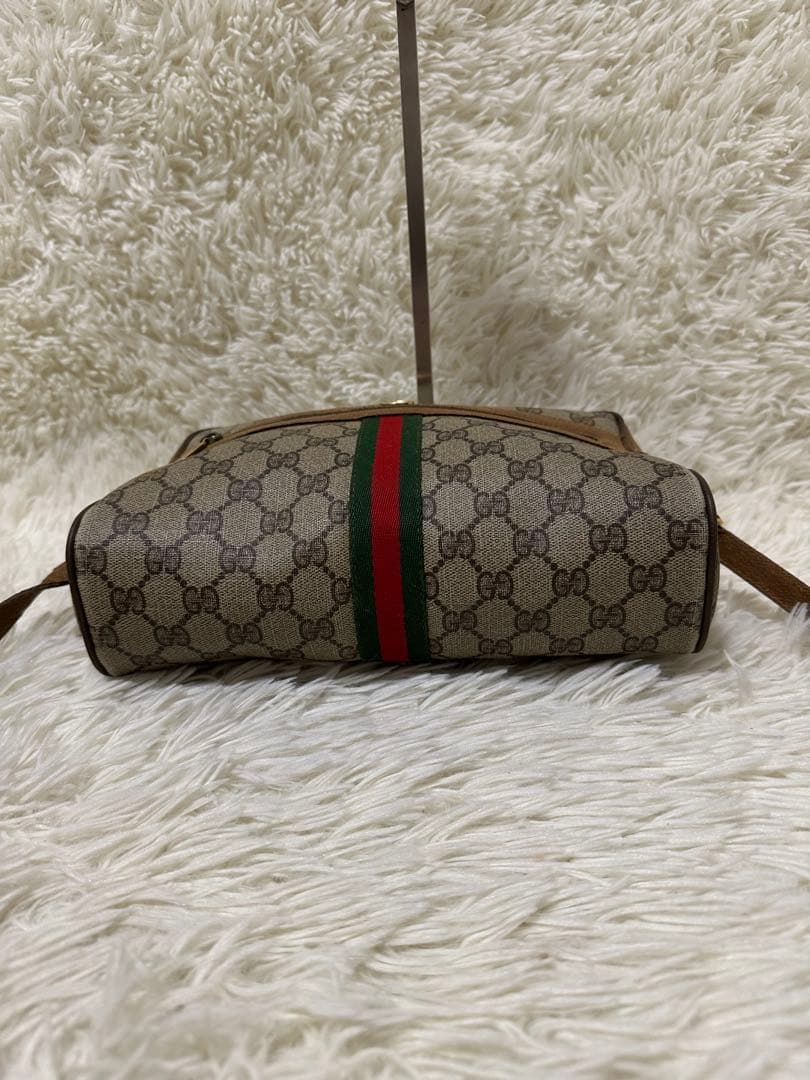 大容量 オールド グッチ GG 総柄 レザー ショルダーバッグ シェリーライン