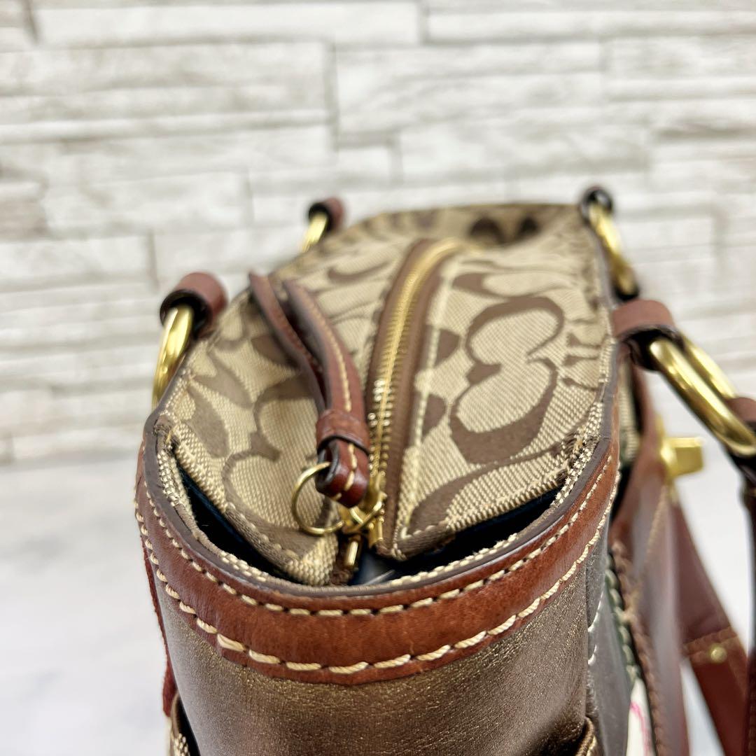 464.COACH パッチワーク ハンドバッグ シグネチャー　ブランド COACH シグネチャー ハンドバッグ パッチワーク