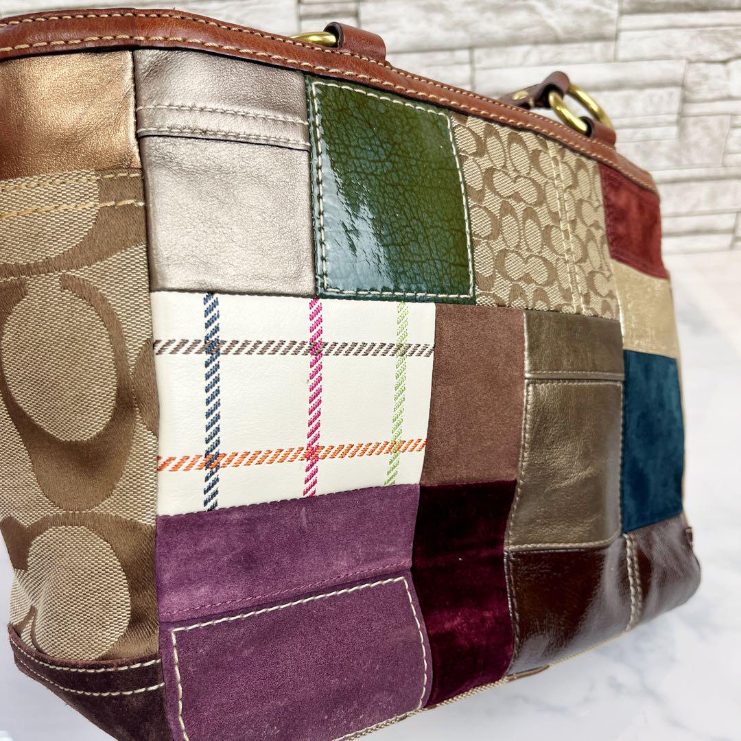 464.COACH パッチワーク ハンドバッグ シグネチャー　ブランド COACH シグネチャー ハンドバッグ パッチワーク