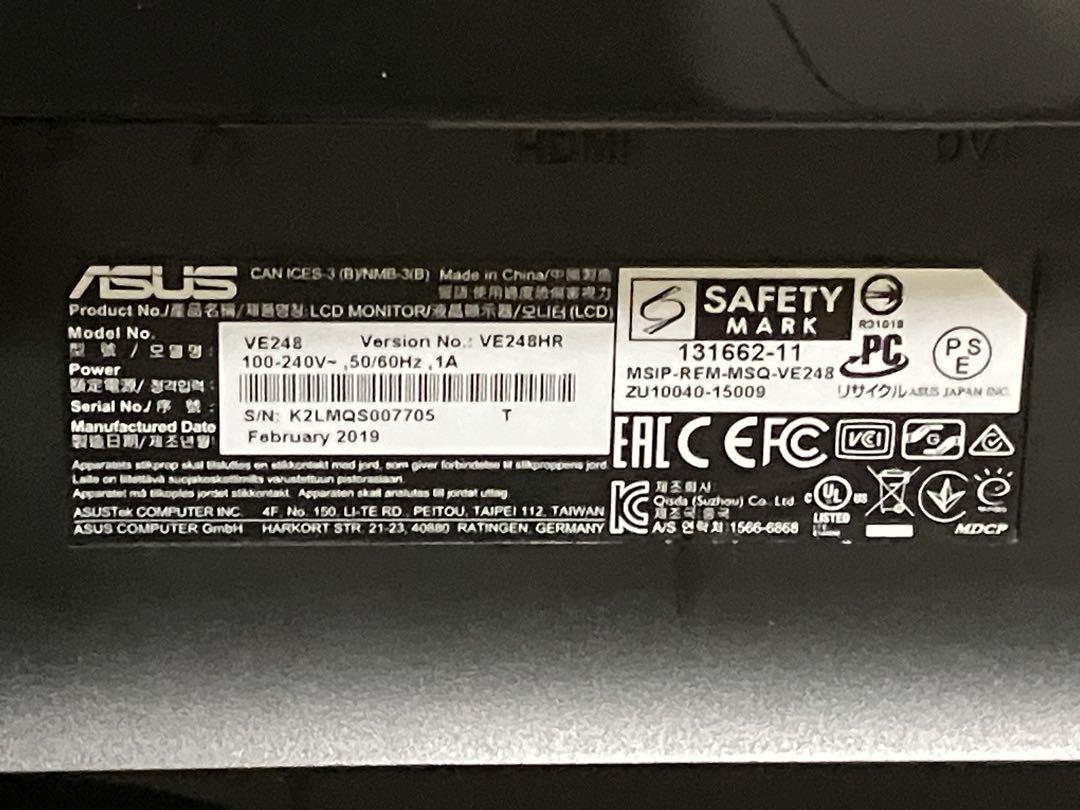 ASUS VE248HR ディスプレイ モニター