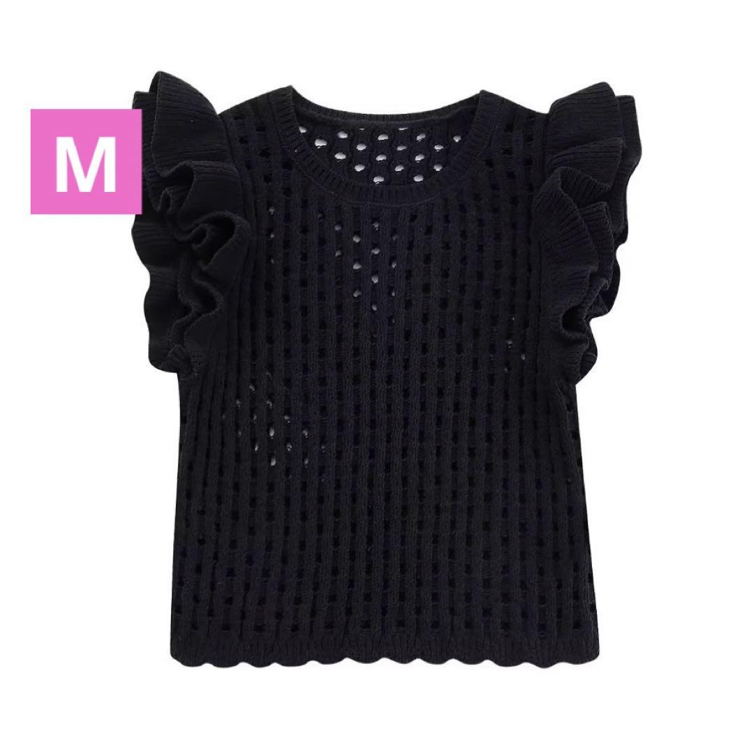 ブラック　ニットトップス　半袖　黒　zara gu bibiy dholic