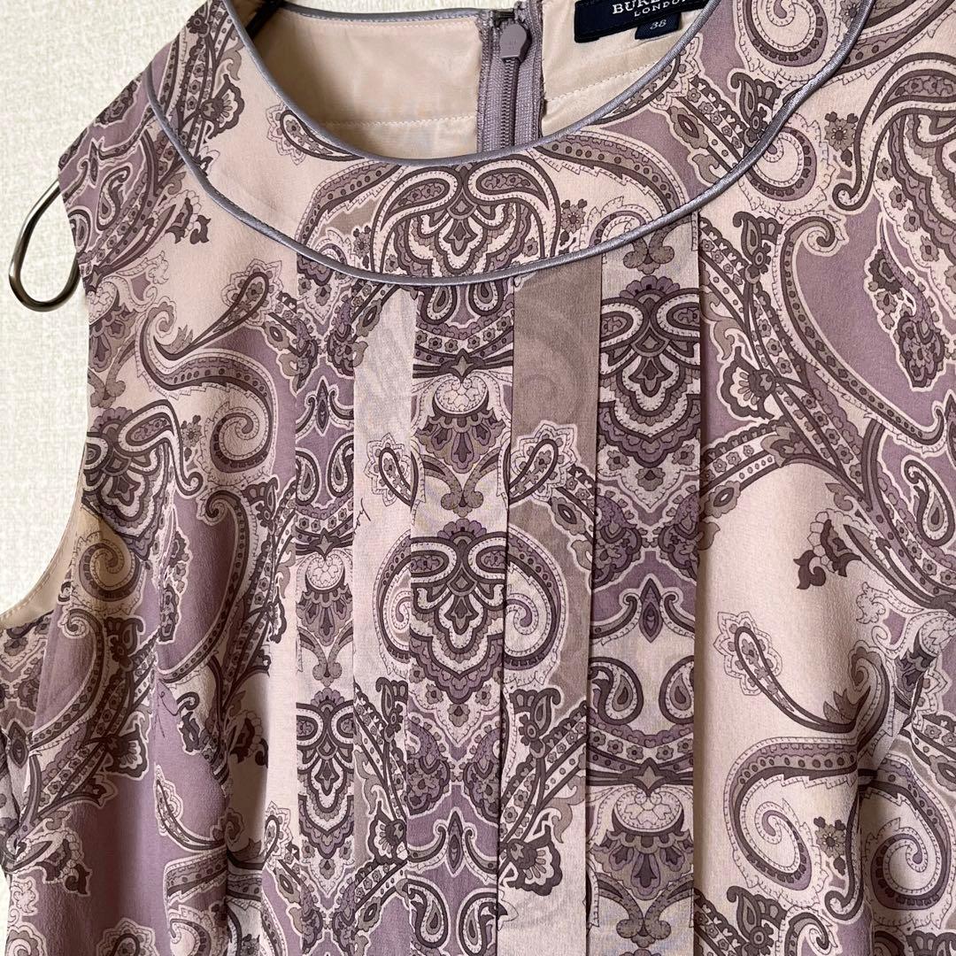 ✨バーバリー Burberry シルク ワンピース ペーズリー柄 M ✨バーバリー Burberry シルク ワンピース ペーズリー柄 M