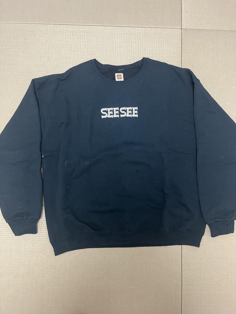 お買い得商店街 SEESEE FONT Lサイズ BLACK CREW LOGO トップス
