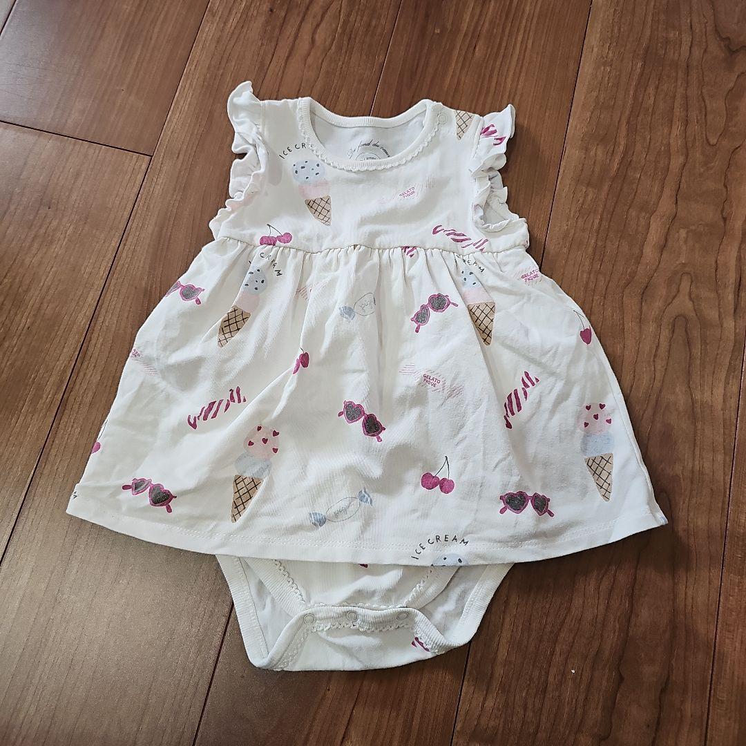 ワンピース ロンパース ジェラートピケ gelato piqué クマ柄ロンパース、ワンピースセットXXS ジェラートピケ