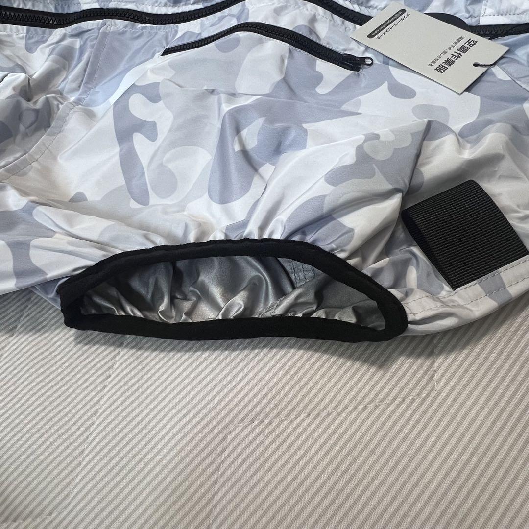 【ブルー迷彩柄】 空調ベスト 空調作業服 XL PSE認証 新品 フルセット