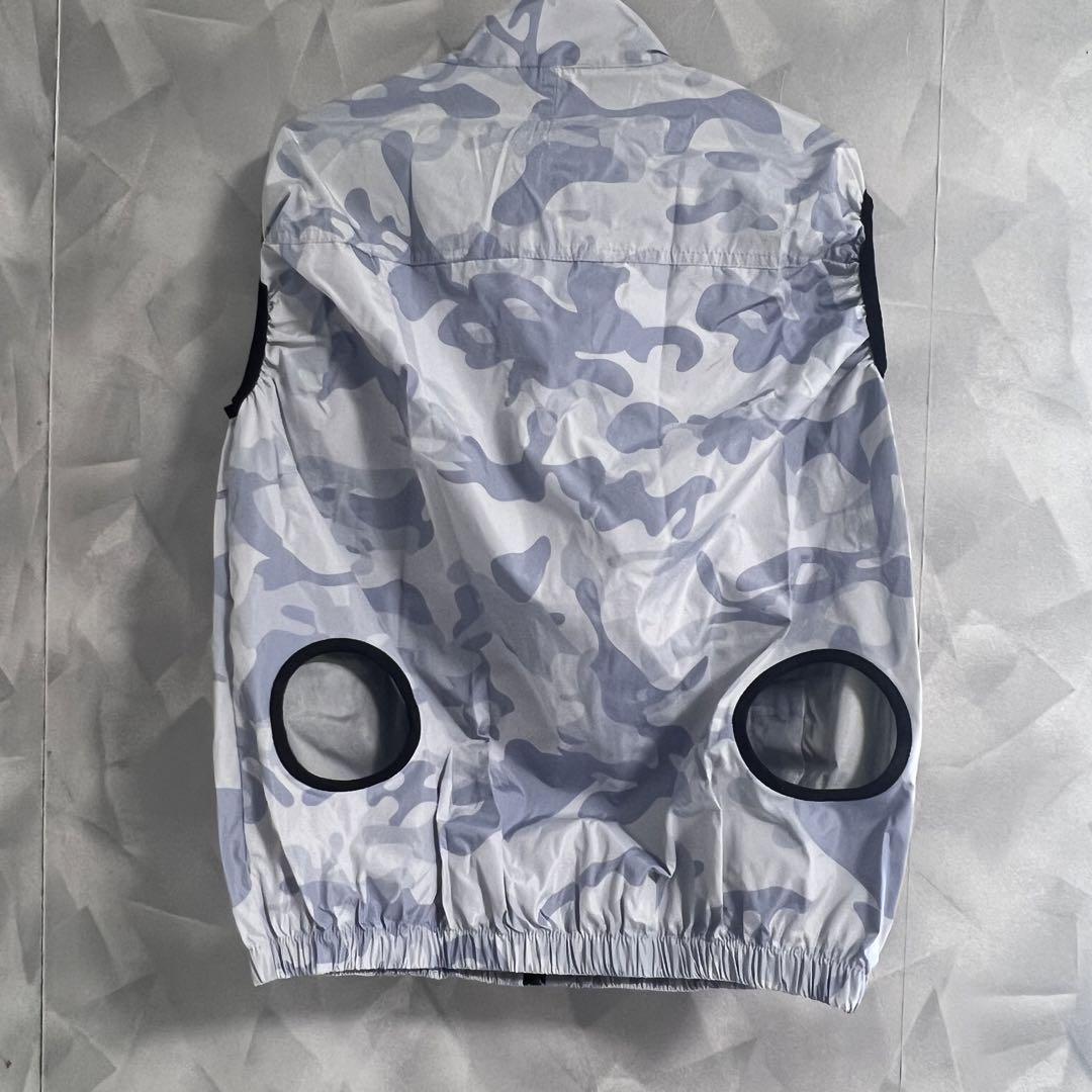 【ブルー迷彩柄】 空調ベスト 空調作業服 XL PSE認証 新品 フルセット