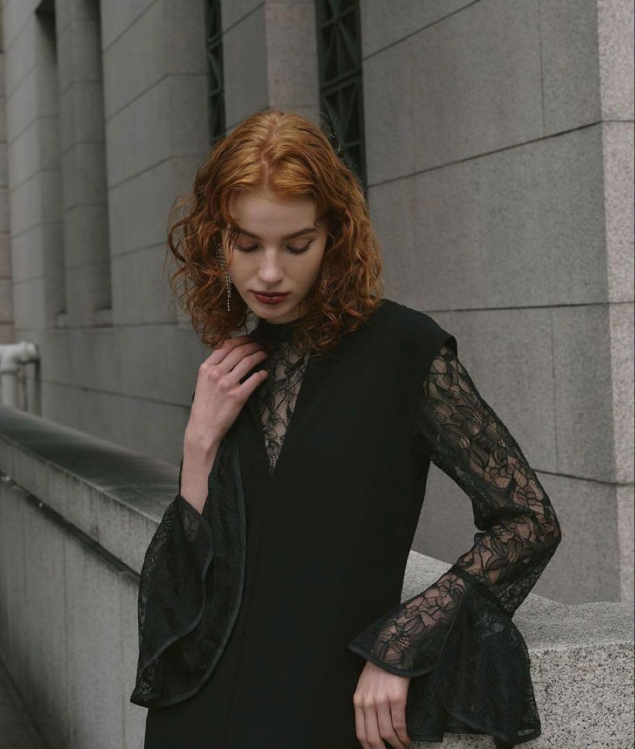 ANDRESD アンドレスド　bell sleeve slit dress 黒