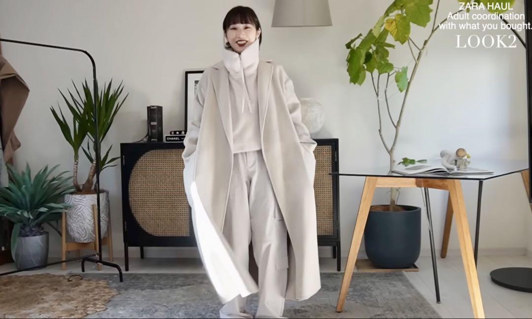 ZARA サテン カーゴパンツ オフホワイト サンド S
