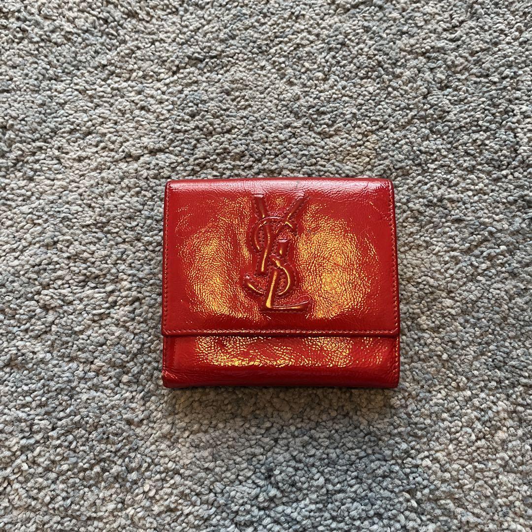 【箱/包装袋付】SAINT LAURENT レッド 三つ折り財布