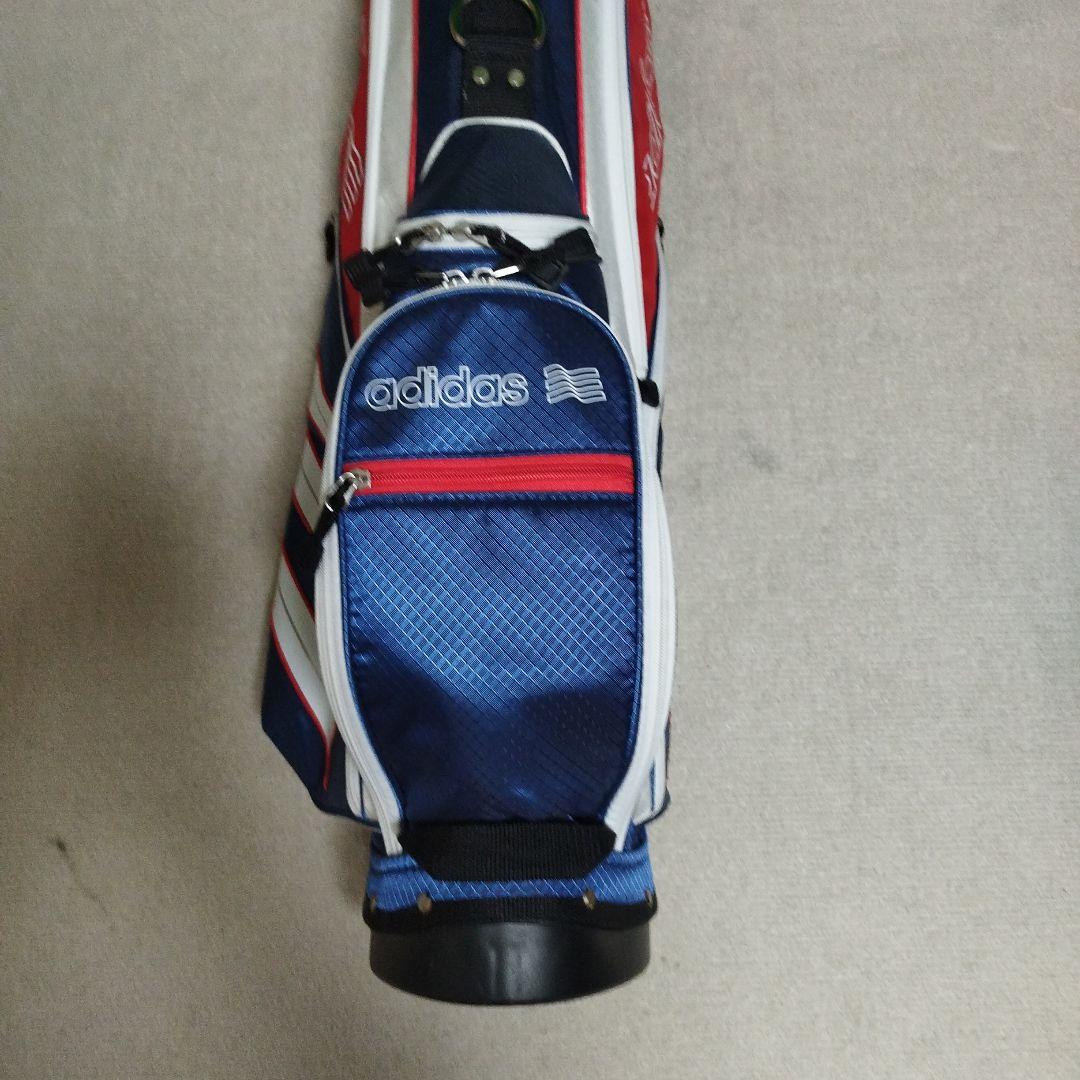 ※美品、ベルト無し　adidas スタンド付きキャディバッグ ネイビー/レッド