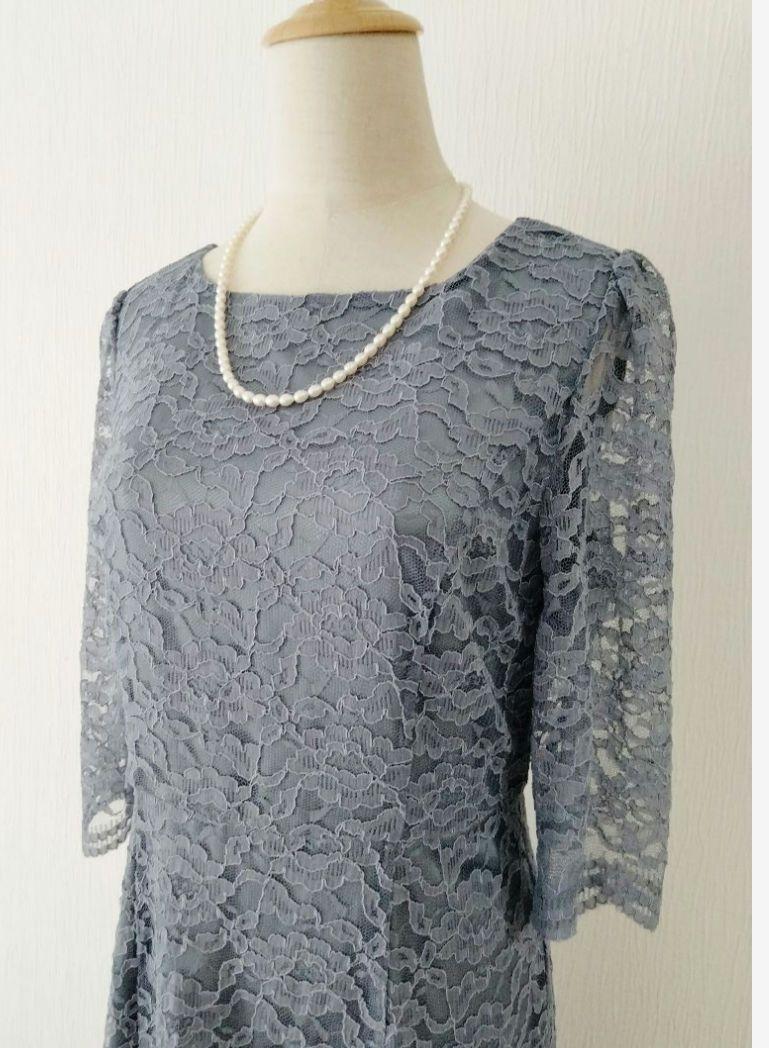 【新品】アールズガウン ドレス 結婚式 パーティ―（ミディアム丈Size L）