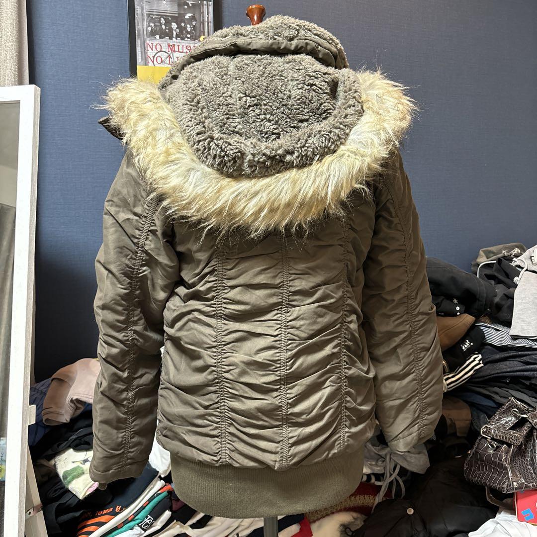 graffi ファー付きオリーブグリーンモッズコート