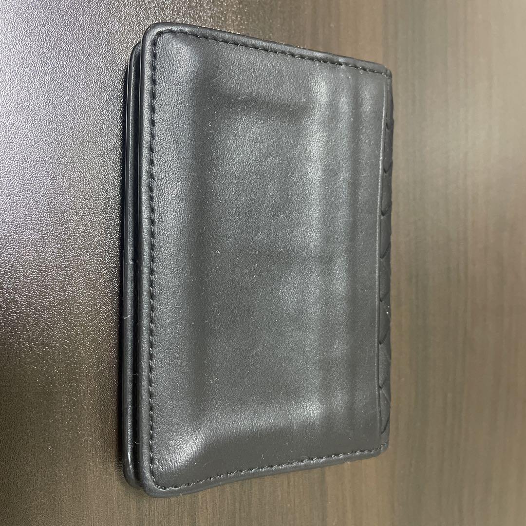 BOTTEGA VENETA/ボッテガ　レザー 編み込み 名刺入れ ブラック