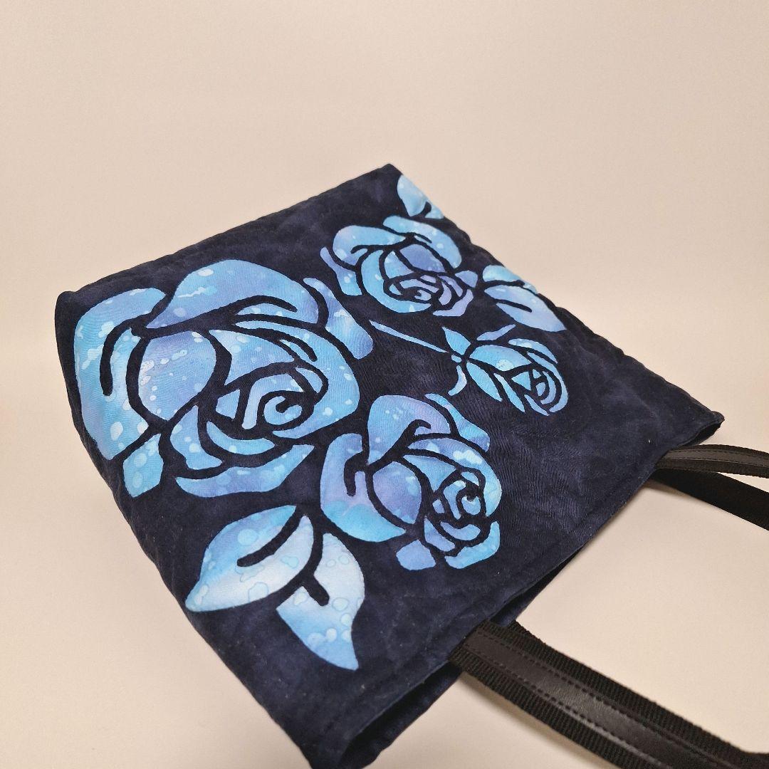 ハワイアンキルトバッグ　(ネイビー　薔薇)